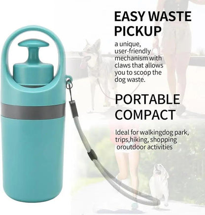 Tiktok-Viral! On-The-Go Poop Scooper Genius Leash-Clip Waste Bag Holder & Grabber for Dog Walking Portable Pet Poop Scooper with 1 Count Bag Dispenser for Outdoor Use