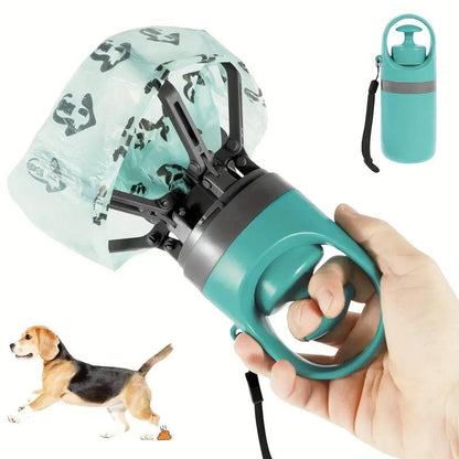 Tiktok-Viral! On-The-Go Poop Scooper Genius Leash-Clip Waste Bag Holder & Grabber for Dog Walking Portable Pet Poop Scooper with 1 Count Bag Dispenser for Outdoor Use